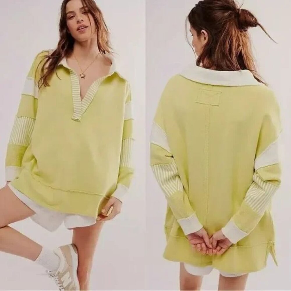 NEW FREE PEOPLE CLEAN PREP POLO TOP, SMALL